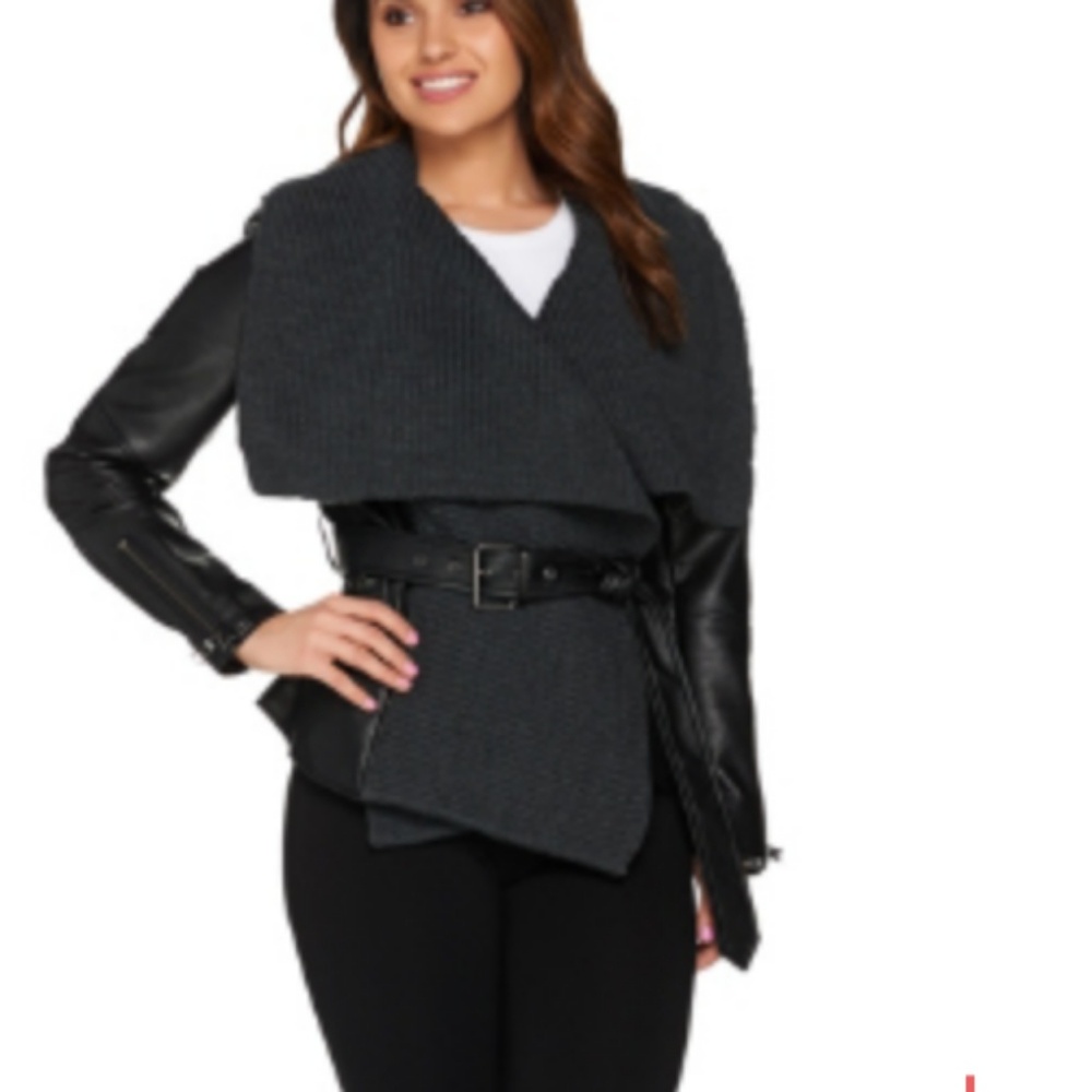 G.I.L.I. Moto Jacket w/ Sweater Cascade Front	Noir